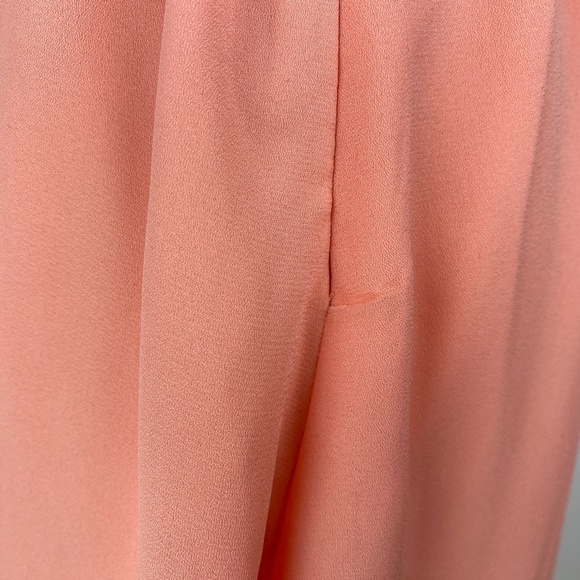 Paper Crane Peach Chiffon Chemise Mini Dress Size Medium Drawstring Waist Zip - Picture 6 of 14